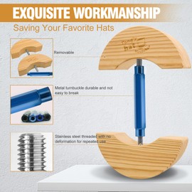 Tang's Wooden Hat Stretcher, Adjustable Turn Buckle Stretcher for Fitted Hats. Unisex Shaper, One SizeSuits All. (Blue, Small)