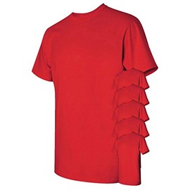 Gildan Men's Heavy Cotton T-Shirt, Red, S (Pack of 6)