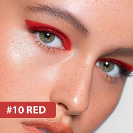 evpct 1Pcs Red Color Gel Glitter Eyeliner Pencils Set for Women Waterline Waterproof Smudge Proof lapiz de ojos delineador de ojos contra el agua Eye Liner Makeup, 10# Red