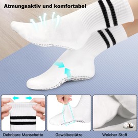 DECOVICI Yoga Stopper Socks Women's ABS Non-Slip Pilates Socks Grip Non-Slip Socks with Nubs, Sports Grip Socks for Fitness, Home, Workout 2/4 Pairs, 8# white x 2