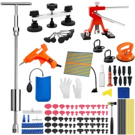 Poakkus 117 PCS Professional Paintless Dent Repair Kit, Car Dent Remover with Golden Lifter, Bridge Puller, Slide Hammer & Suction Cups for Auto Body Dents, Hail Damage, Door Dings, Creases