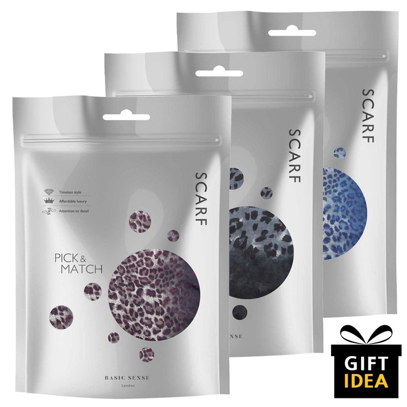 Basic Sense Luxurious Two Tone Leopard Print Reversible Long Scarf