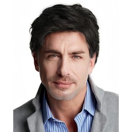 Salaibs Black Short Wigs for Men Natural Replacement Hair Wig Side Part Synthetic Heat Resistant Fibre Guy Wig for Daily Use