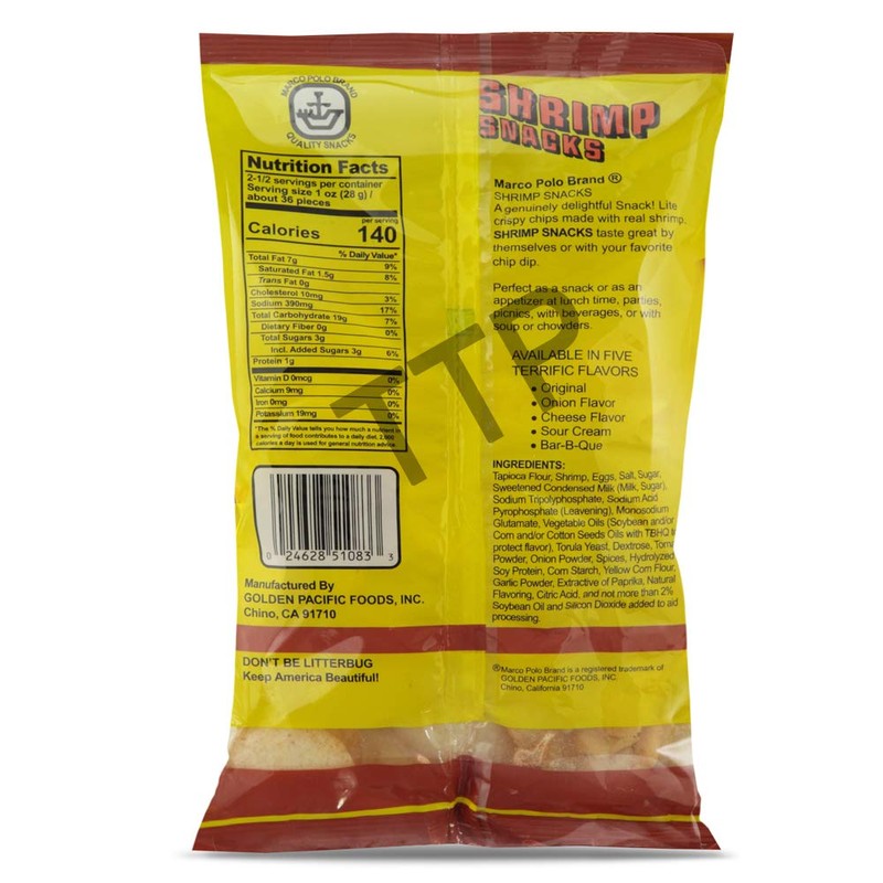 Marco Polo Shrimp Snacks Bar-B-Que Flavored, 7.5oz (213g) 3 Pack