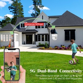 YOUYIDESI Smart 360-Degree Rotating Light Bulb Camera with Dual-Band Wi-Fi, Motion Sensor, and Secure Video View for Indoor/Outdoor Home Security - 5MP High-Definition Wireless Bulb Camera