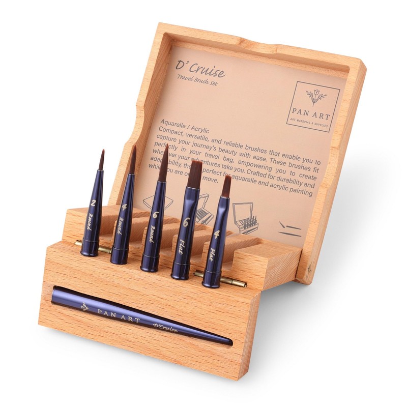 Pan Art Watercolour Brush Set No. 04-08 in Wooden Box
