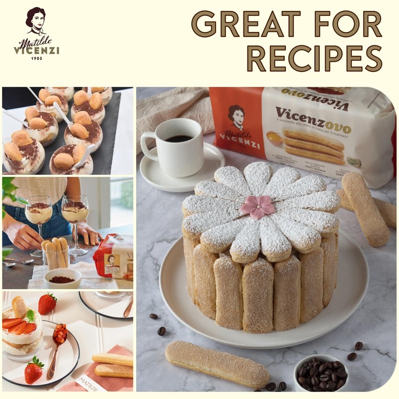 Matilde Vicenzi Vicenzovo Ladyfingers 14.10oz - Classic Italian Biscuits, Ladyfingers