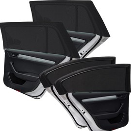 Baby Car Sun Protection, Pack of 4 Sun Protection Car, Sun Protection Car, Children Sun Protection Car Baby with UV Protection, Universal Suitable for Most Cars (Black)