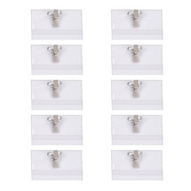 YIXINLYMY Name Badge Holder Business Card Shaped Name Badge Holder with Clip & Safety Pin for Both ID Cards Events Staff Pass Case Employee ID Card Party Exchange School Transparent Horizontal Type