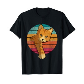 Vintage Style Orange Cat Retro Sunset T-Shirt for Men Women Girls Kids