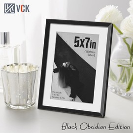 VCK 5x7 Aluminum Picture Frames with Real Glass, Multi Black Photo Frames 3 Pack, Display 4x6 Photo with Mat or 5x7 Without Mat, Wall Mount Vertical or Horizontal Tabletop Decoration