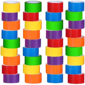 36 Rolls Colored Duct Tape Bulk 10 Yards x 2 Inch Rainbow Heavy Duty Waterproof Colorful Duck Tape for DIY Craft Art Packaging Color-Coding Home School Office(Multi Colors)