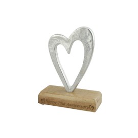 20th Anniversary Rustic Metal Heart Decoration – Free Standing Aluminium & Wooden Decoration (hssanni-20)