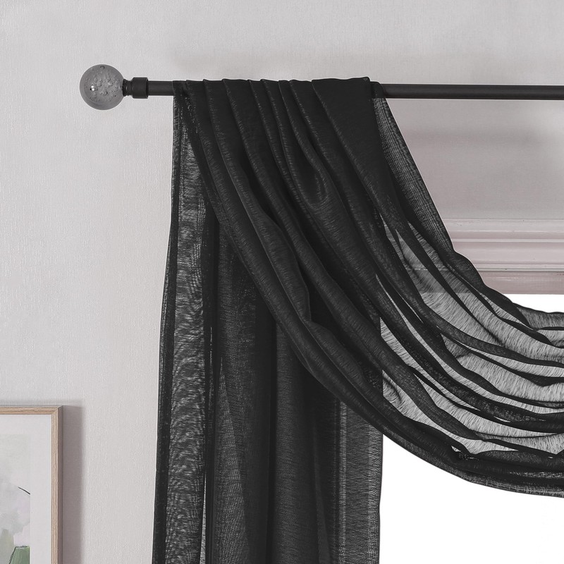 DONREN Luxury Soft Sheer Curtains Scarf for Windows - Semi