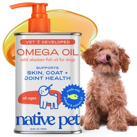 Native Pet Omega 3 Fish Oil for Dogs & Cats – Wild Alaskan Salmon Oil for Dogs Skin and Coat, Supports Joints, Heart & Shedding – Fast-Absorbing Omega 3 6 9 Liquid Supplement – 32oz