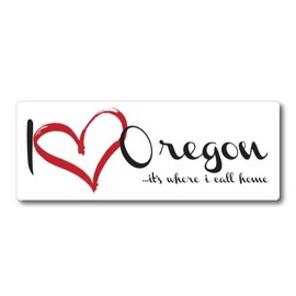 I Love (Heart) Oregon, It's Where I Call Home Car Magnet US State Flag Refrigerator Locker SUV Heavy Duty Waterproof