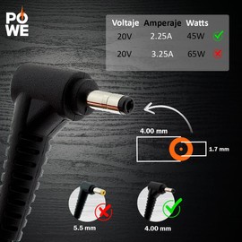 PO WE Cargador Laptop 45w, Cargador Adaptador de Portátil para IdeaPad 3 5 510-15ISK 110-14IBR 110-15ACL 100 110 110S 120 120S 310 320 330S 710S Flex 4 5 6 710