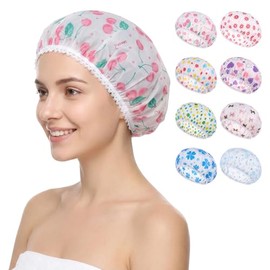 8pcs Gorro Ducha Impermeable Elástico Reutilizable Ajustables Cabello Largo Corto Lavado Cara Baño Mujer Spa Salón Uso Doméstico Hotel