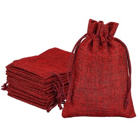 JIHUOO Pack of 12 Advent Calendar for Filling, Jute Bags, Fabric Bags, Natural Bags, Christmas Gift Bags, 13 x 21 cm, Red