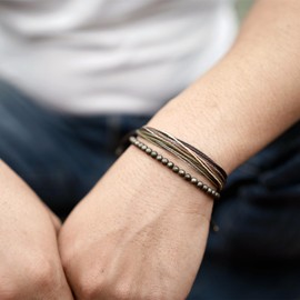 Mezcla Vida Natural Stone Beaded Bracelets for Men Women Unisex Adjustable Waterproof Rope Bracelets Set Valentine's Day Birthday Gifts for Boyfriend Husband Him (iron-pyrite)