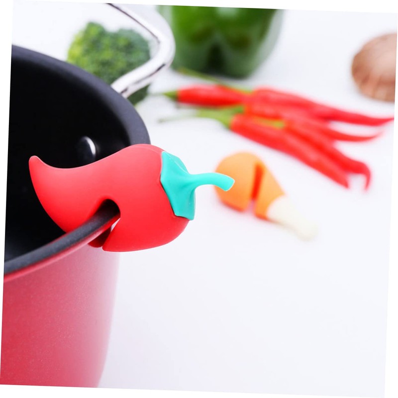 WOONEKY 6pcs Pepper Shaped Boil Lifters Heat-Resistant Pot Spill Stoppers