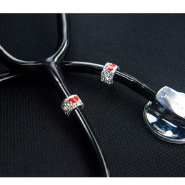 HEYGOO HEYGOO 2 Pack Bling Heart Stethoscope Charms, Red Heart Stethoscope Id Name Tag