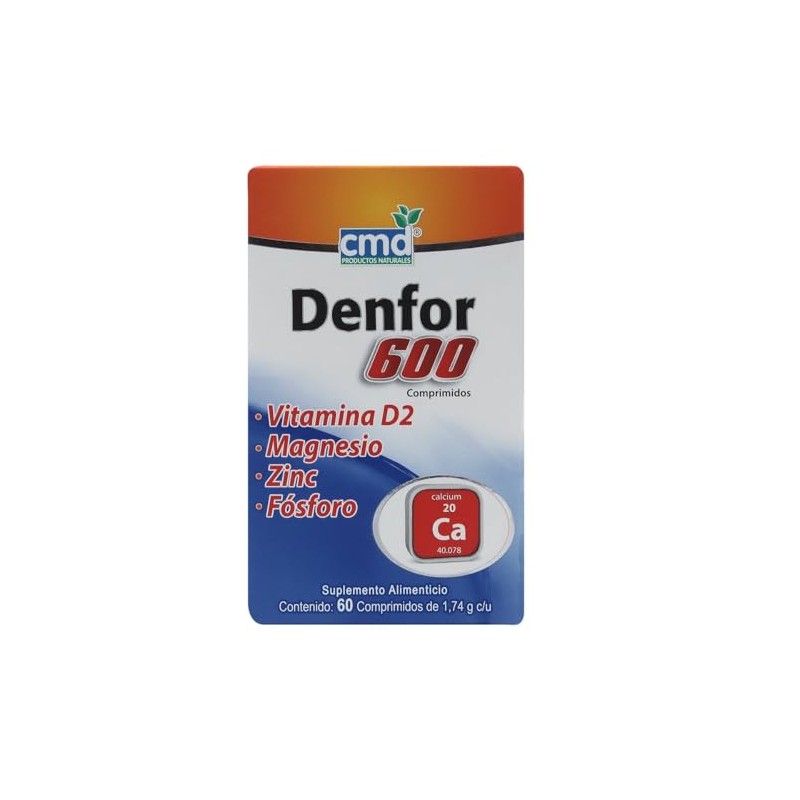 DENFOR 600, VITAMINA D2, MAGNESIO Y ZINC, 60 COMPRIMIDOS CMD