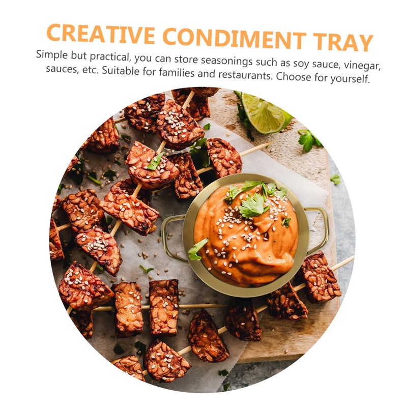 Ciieeo Stainless Steel Appetizer Dish Creative Condiment Plate for Sauces