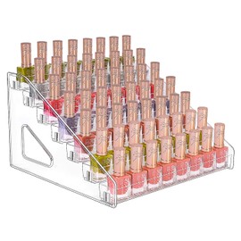 JessLab Nail Polish Organizer, 7-Tier Clear Acrylic Nail Polish Rack Essential Oil Holder Cosmetic Display Case Makeup Organizer Cosmetics Storage for Bathroom Vanity Countertop