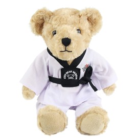 Houwsbaby Taekwondo Teddy Bear Stuffed Animal Karate Bear Martial Arts Plush Toy Adorable Gifts for Taekwondo Kids Black Belt Presents for Girls and Boys,8''