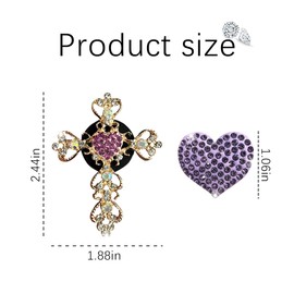 Bittwee Bling Car Air Vent Clip, 2PCS Rhinestone Cross and Heart Vehicle Air Conditioner Outlet Vent Charm, Cute Diamond Decoration Clamp, Universal Automotive Interior Accessories (Purple)