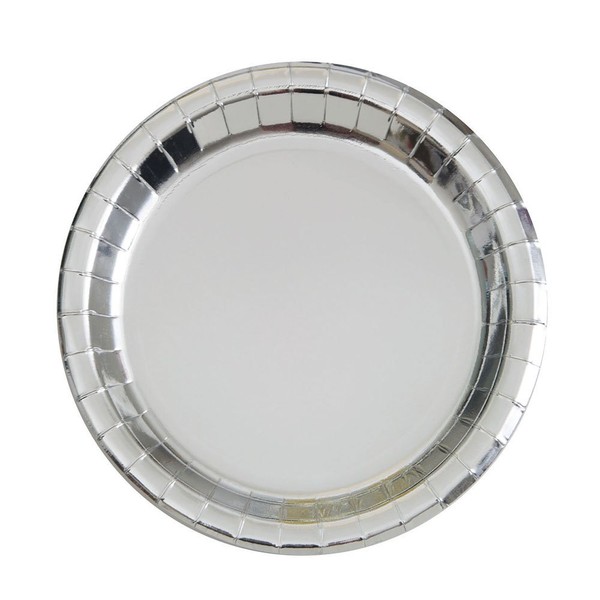 Unique Party 32284 - 18cm Foil Silver Paper Party Plates,