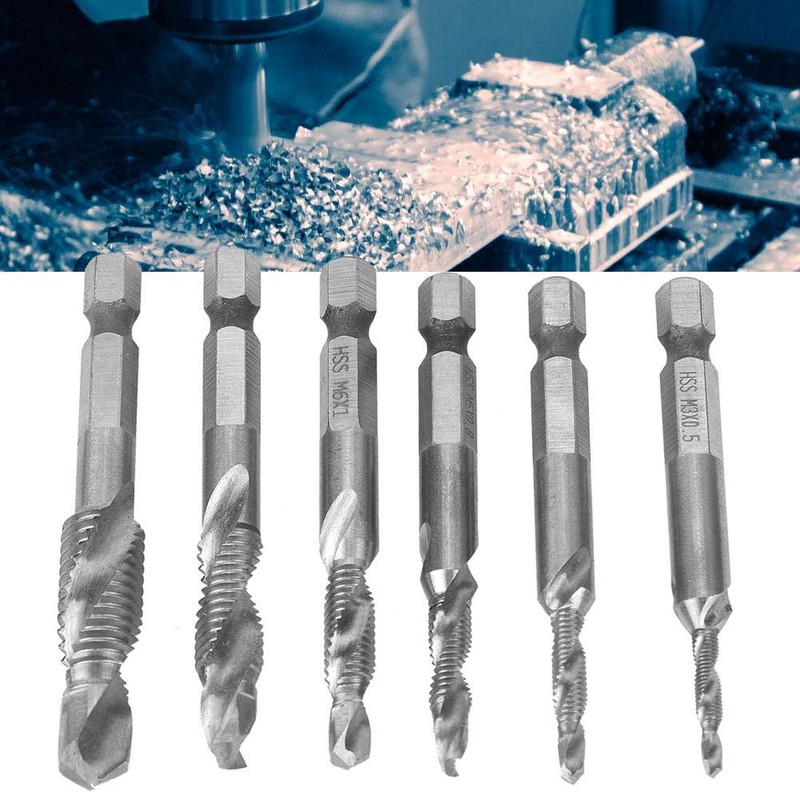 Drill Bit Set 6 Pieces High Speed Steel Hex Drill