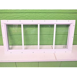 10x29 White Transom Shed Window, Tempered Glass, Great for Outdoor Sheds, Playhouses, Garages, and Barns!…
