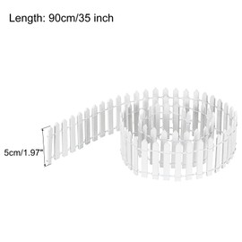 MECCANIXITY Miniature Garden Fence, 35 Inch Long Wood Ornament Wooden Decorative Picket Fence for DIY Crafts Project, White Pack of 2