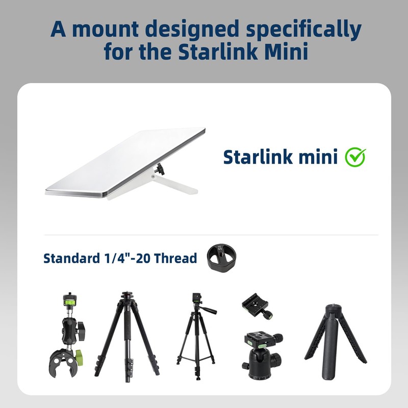 3-in-1 Mount for Starlink Mini, Replacement Kickstand with 1/4" Tripod