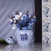 Handmade Blue and White Porcelain Ginger Jar 9.53"H-Chinoiserie Decorative Jar