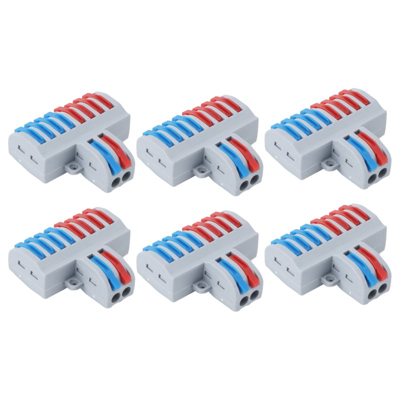 6PCS 2 in 8 Out Terminal Blocks 8 Way Butt