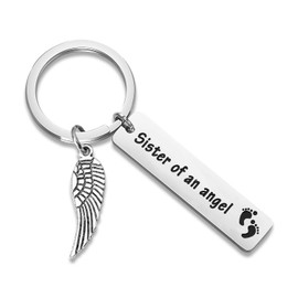 WUSUANED Baby Memorial Keychain Sister/Brother of an Angel Sympathy Gift Loss of Baby Gift (sister of an angel key chain)