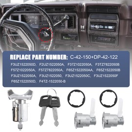 Ignition Switch Lock 2 Pcs Door Locks Cylinder with Keys Replacement for Ford F150 F250 F350 Bronco Aerostar E150 E250 E350 Van Taurus Ranger Replacement for Mercury Grand Marquis C-42-150+DP-42-122