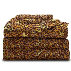 Mr Pandaa Split King Sheet Set for Adjustable Bed - 1000-Thread-Count 100% Egyptian Cotton 18 inch Deep Pockets 1000-TC 5PC Bedsheet - Leopard Print