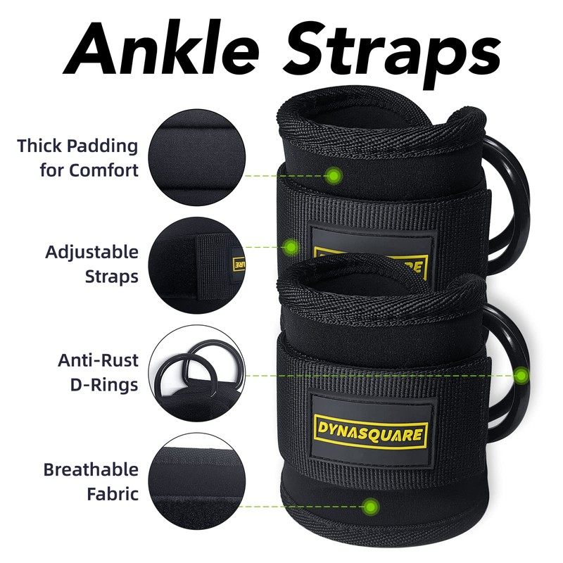 DYNASQUARE Cable Machine Attachments Set Combo, LAT Pulldown Attachments with