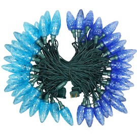 DEWENWILS C9 Blue Christmas Lights Outdoor, 33.3ft 50 LED Christmas String Lights, Waterproof, Outdoor Decorations for Trees, Patio, Deck, Green Wire, Turquoise & Ice Blue, UL Listed