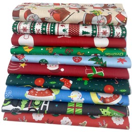 aufodara 10pcs Christmas Patchwork Fabric, 50x50cm Cotton Craft Fabric Bundles Scrapbook Decoration Quilting Sewing Quilting DIY Handmade (Colourful)