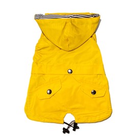 Sleeveless Zip Up Dog Raincoat with Reflective Buttons, Pockets, Rain/Water Resistant, Adjustable Drawstring, & Removable Hood - Size XS to XL - Stylish Premium Dog Raincoats (XX-Large, Yellow)