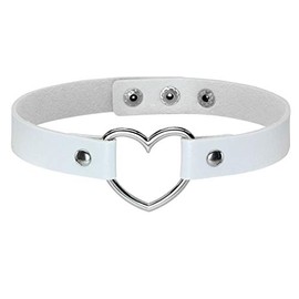 Eigso Heart Punk Collar PU Leather with Alloy and Button Closure 9 Colours for Men and Women, Metal, No Gemstone