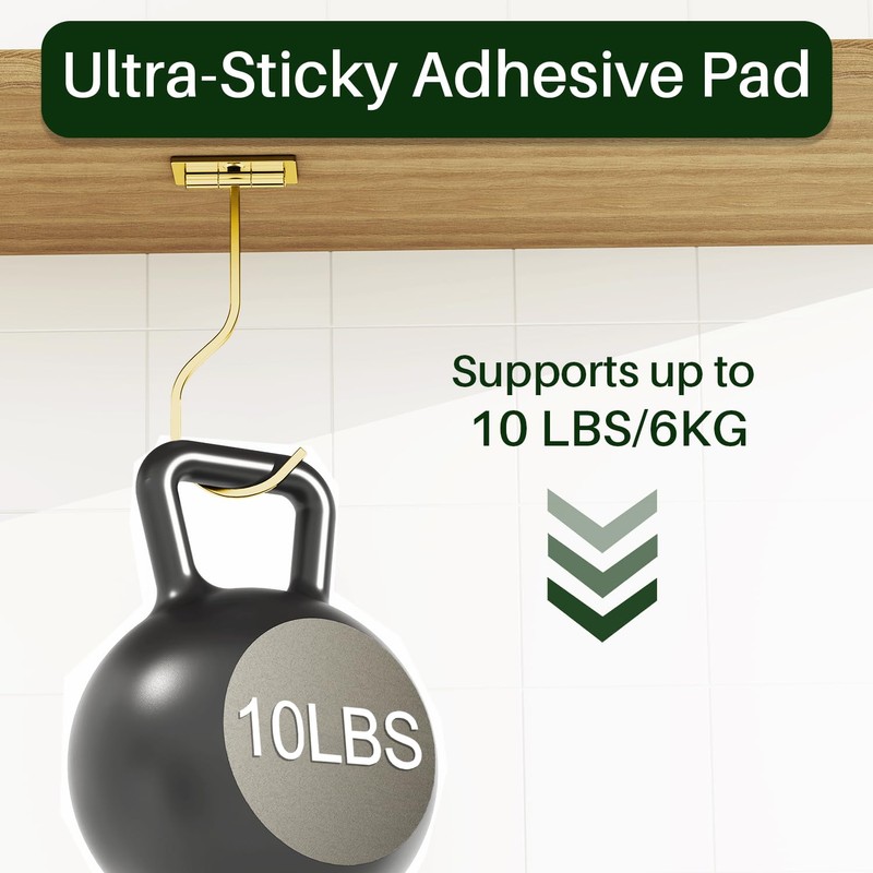 bussdis Under Cabinet Banana Hook Adhesive: Foldable Banana Hanger, Gold