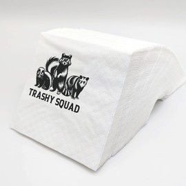 SharkBliss Funny Sarcastic Quotes Cocktail Napkins, 100 Pack Trashy Squad Skunk Raccon Opossum Funny Animal Adult Joke Wildlife Cocktail Napkins For Birthday Party 2-Ply, 5x5" (Trashy Squad)