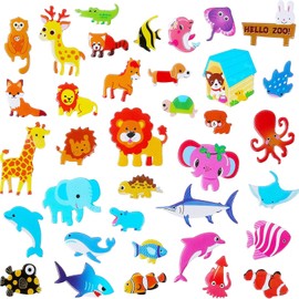 3D Animal Ocean Stickers, Set of 14, Cute Fluffy Stickers, Fluffy, Animal Ocean, Reward Stickers, Cute, Stylish, Kids, DIY, Calendar, Notebook, Walls, Bicycles, Refrigerator Decoration Stickers