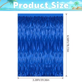 3 Pack Blue Backdrop Curtain Tinsel Streamers Ocean Themed Decor Birthday Party Decorations Foil Fringe Backdrop Graduation Baby Shower Bachelorette Winter Party Decorations Supplies